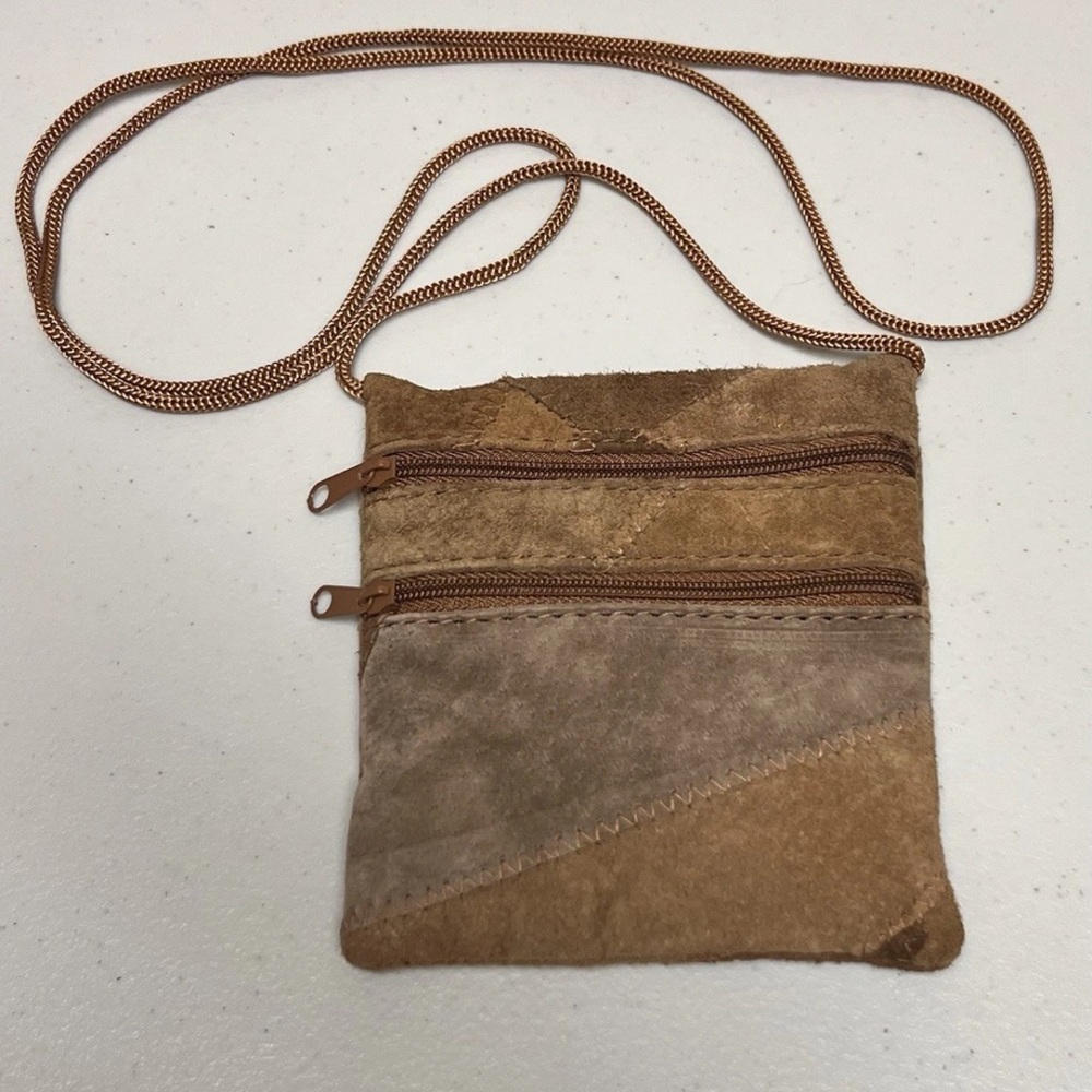 Patchwork Suede Crossbody Mini Bag 4.5”x5”